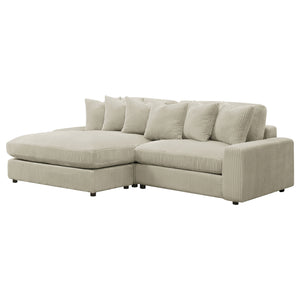 Coaster Blaine Upholstered Reversible Chaise Sectional Loveseat Sofa Sand