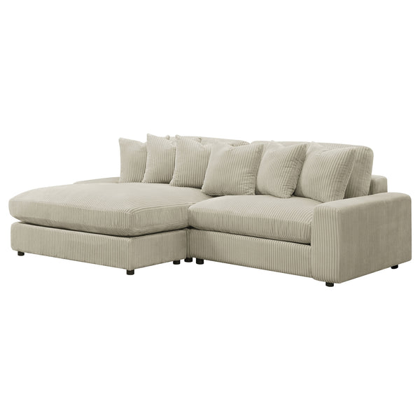 Coaster Blaine Upholstered Reversible Chaise Sectional Loveseat Sofa Sand