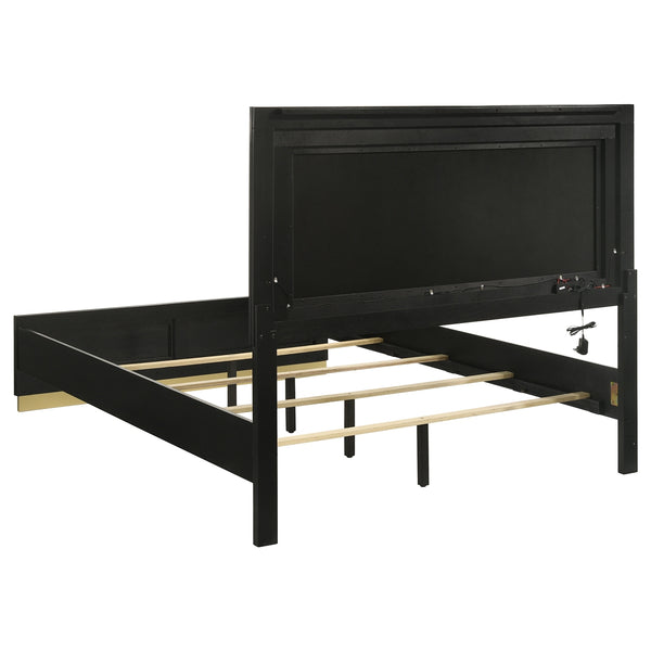 Coaster Caraway Wood King Led Panel Bed Black