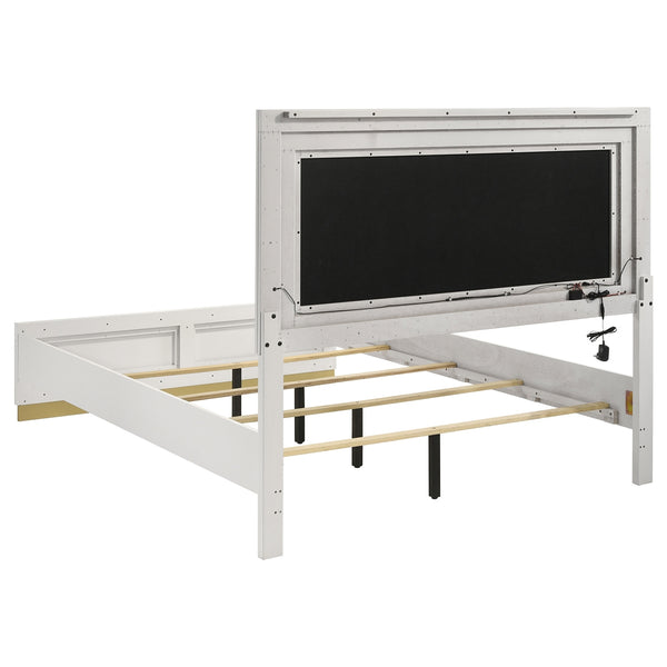 Coaster Caraway Wood Queen Led Panel Bed White