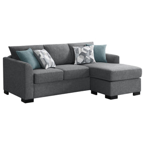 Coaster Storey Upholstered Sleeper Sectional Chaise Sofa Grey