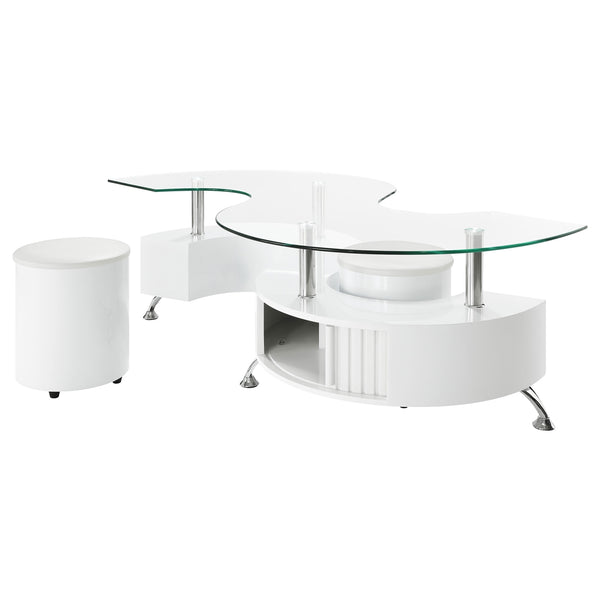 Coaster Buckley 3-Piece Coffee Table & Stools Set White High Gloss