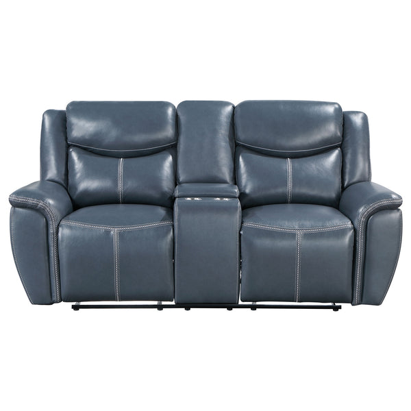 Coaster Sloane Upholstered Padded Arm Reclining Loveseat Blue