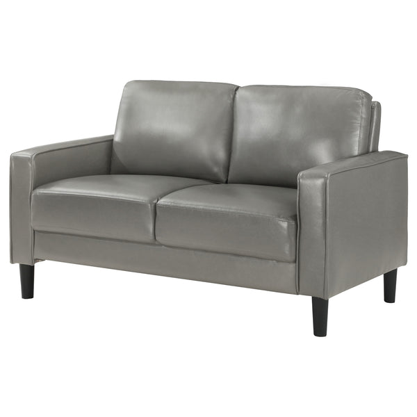 Coaster Ruth Upholstered Track Arm Loveseat Grey