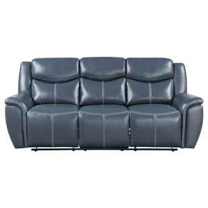 Coaster Sloane Upholstered Padded Arm Reclining Sofa Blue
