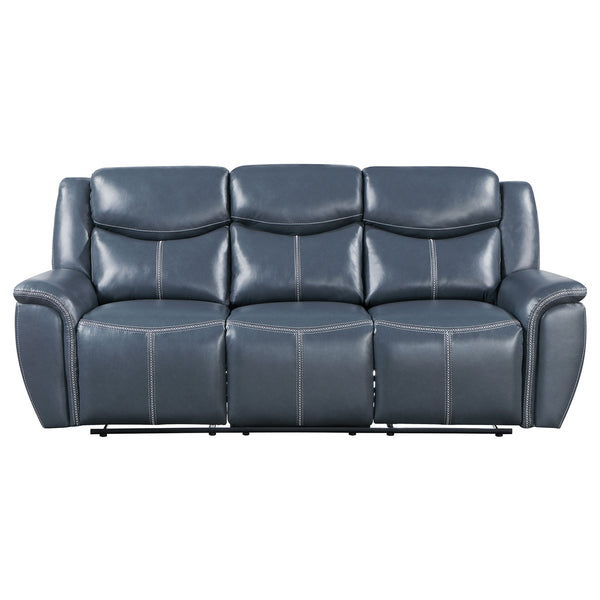 Coaster Sloane Upholstered Padded Arm Reclining Sofa Blue