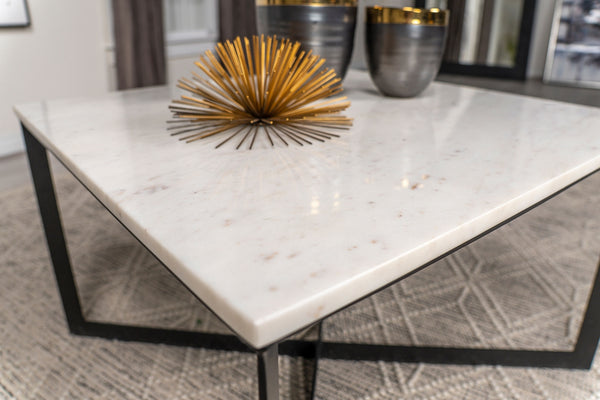 Coaster Tobin Square Marble Top Coffee Table White & Black