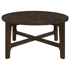 Coaster Cota Round Solid Wood Coffee Table Dark Brown