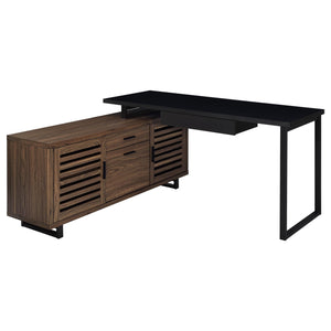 Coaster Maddox 60 Inch L-Shape Office Computer Desk Black & Walnut
