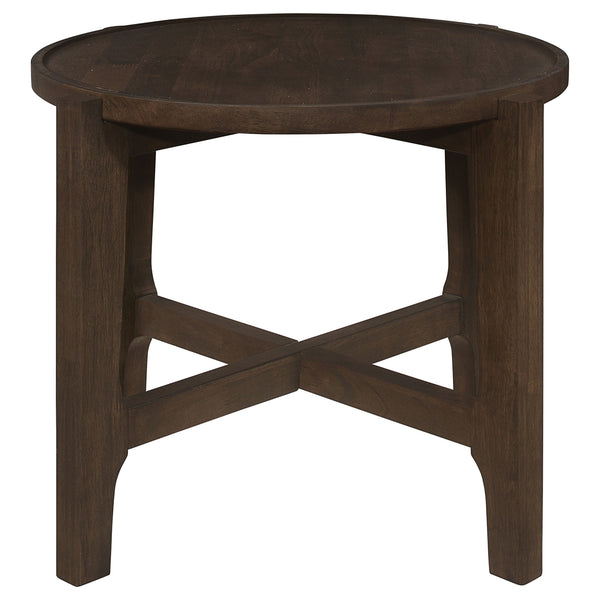 Coaster Cota Round Solid Wood End Table Dark Brown