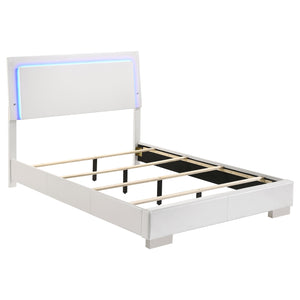 Coaster Felicity 5-Piece Full Bedroom Set with LED Lighting in White High Gloss