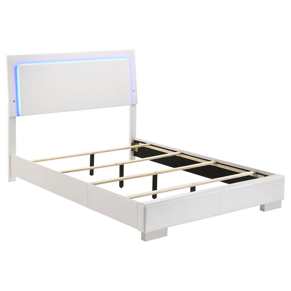 Coaster Felicity 4-Piece Full Bedroom Set with LED Lighting in White High Gloss