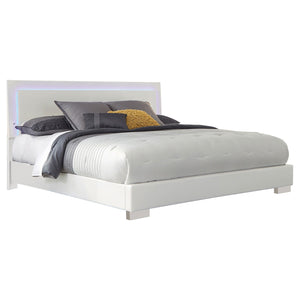Coaster Felicity 5-Piece Queen Bedroom Set with LED Lighting in White High Gloss