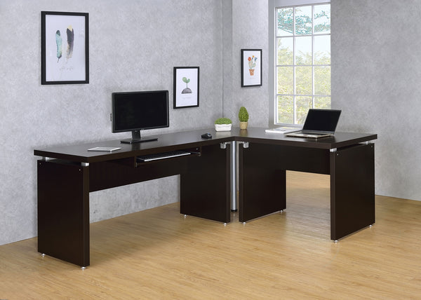 Coaster Skylar 83 Inch L-Shaped Office Computer Desk Cappuccino