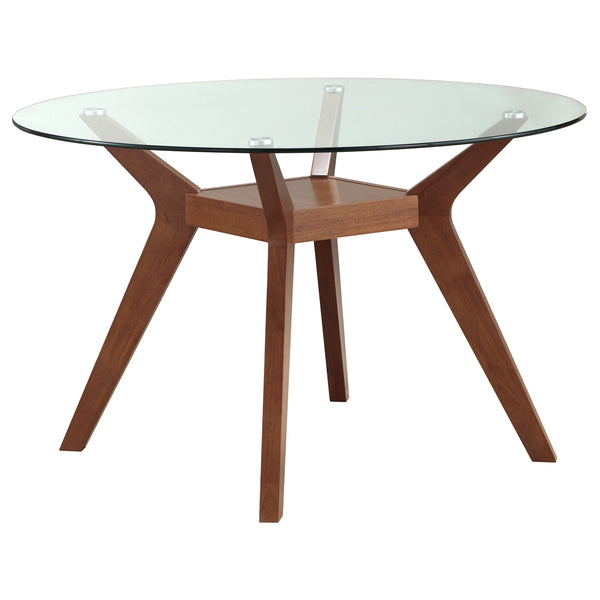 Coaster Paxton 5-Piece Round Glass Top Dining Table Set Nutmeg