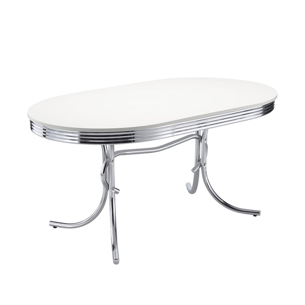 Coaster Retro 5-Piece Oval Dining Table Set White & Black