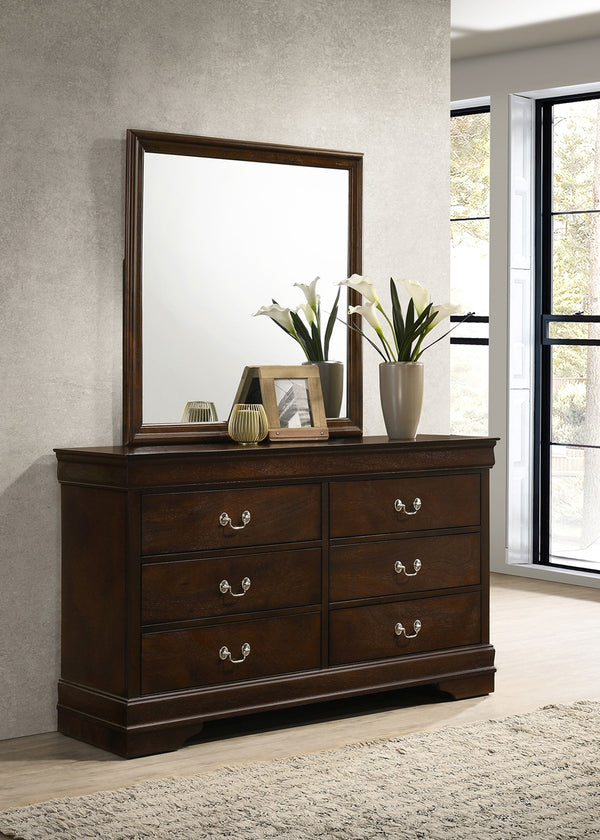 Coaster Louis Philippe 6-Drawer Dresser with Mirror Cappuccino