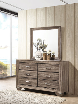 Coaster Kauffman 6-Drawer Dresser with Mirror Washed Taupe