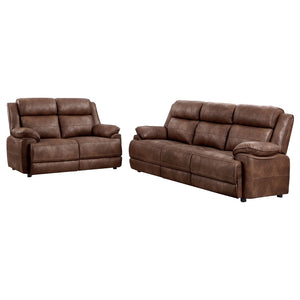Coaster Ellington 2-Piece Upholstered Padded Arm Sofa Set Dark Brown