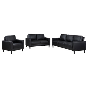 Coaster Ruth 3-Piece Upholstered Track Arm Sofa Set Black