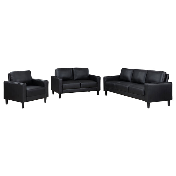 Coaster Ruth 3-Piece Upholstered Track Arm Sofa Set Black