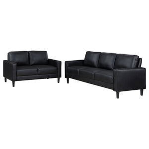 Coaster Ruth 2-Piece Upholstered Track Arm Sofa Set Black