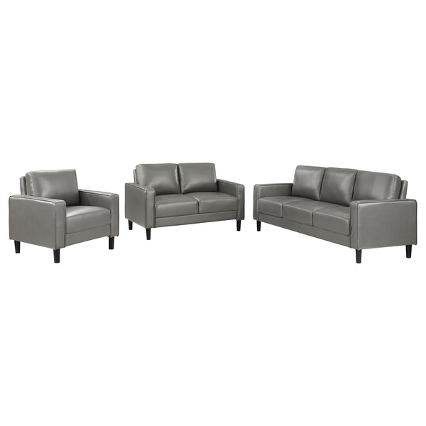 Coaster Ruth 3-Piece Upholstered Track Arm Sofa Set Grey