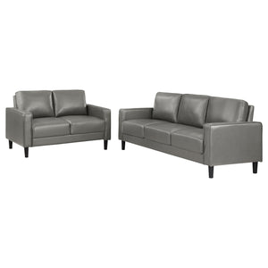 Coaster Ruth 2-Piece Upholstered Track Arm Sofa Set Grey
