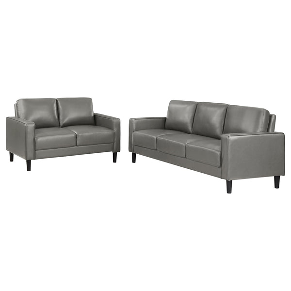 Coaster Ruth 2-Piece Upholstered Track Arm Sofa Set Grey