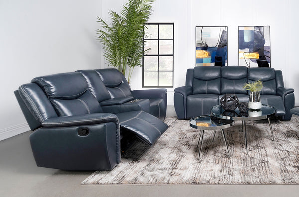 Coaster Sloane 2-Piece Upholstered Reclining Sofa Set Blue