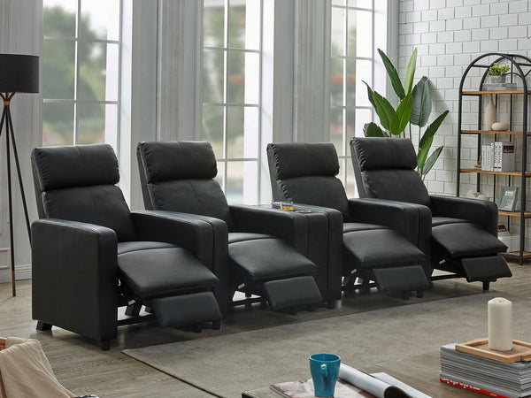 Coaster Toohey Upholstered 4-Piecetufted Recliner Living Room Set Black