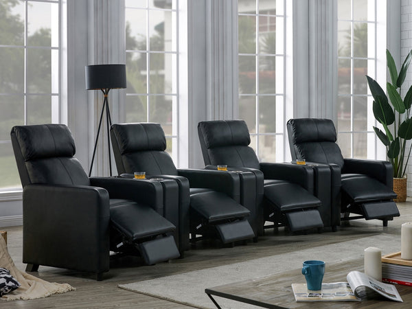 Coaster Toohey 4-Piece Upholstered Tufted Recliner Living Room Set Black