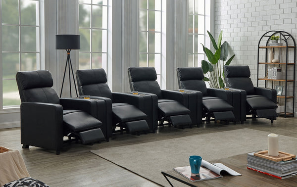 Coaster Toohey 5-Piece Upholstered Tufted Recliner Living Room Set Black