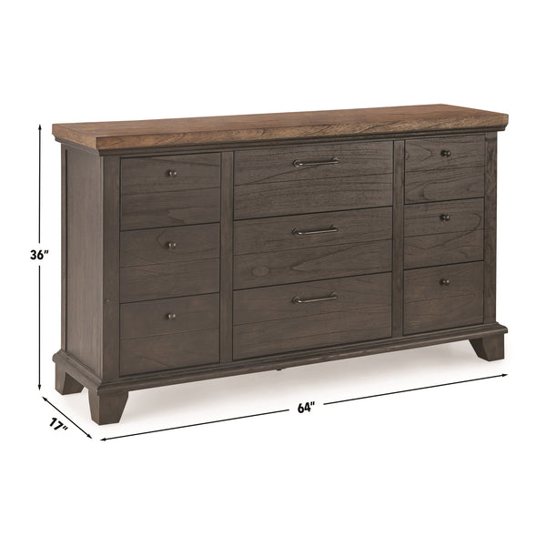 Steve Silver Bear Creek 9-Drawer Dresser In Sable & Antiqued Pewter
