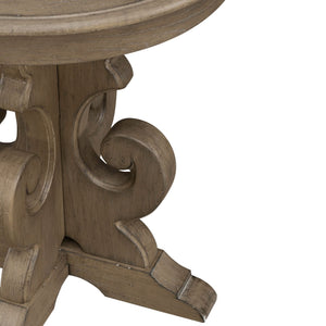 Liberty Furniture Magnolia Manor Weathered Bisque Round End Table with Fancy Face Veneer Top