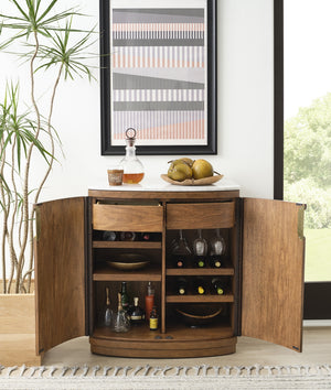 aspenhome caden bar cabinet with marble top in spiced caramel