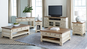 napa furniture belmont square coffee table in antique white/rich brown
