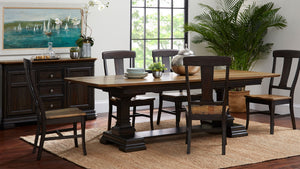 napa furniture grand louie dining chair in rustic brown/distressed black