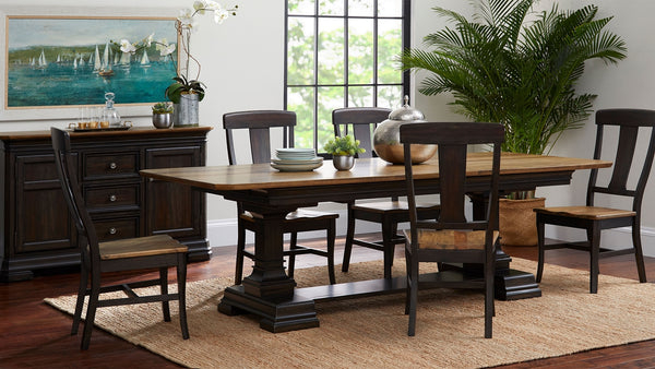 napa furniture grand louie dining chair in rustic brown/distressed black