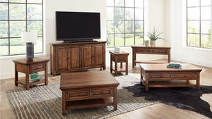 napa furniture hillcrest chairside table in rich brown