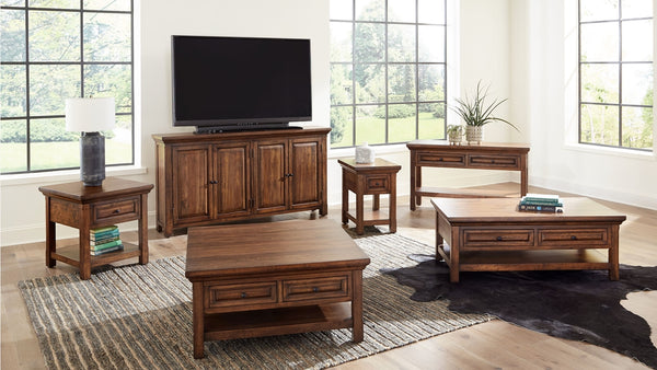 napa furniture hillcrest chairside table in rich brown