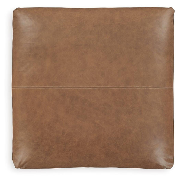 Emilia Oversized Accent Leather Ottoman Caramel