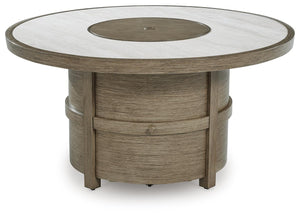 Rainier Ranch Round Fire Pit Table Beige