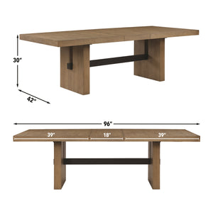 Steve Silver Aubrey 7-Piece Driftwood Dining Set With Upholstered Side Chairs & 18-Inch Leaf