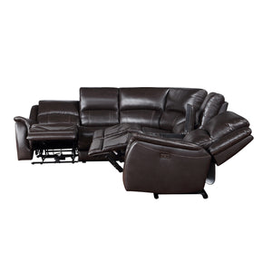 Steve Silver Alexandria 6-Piece Power Leather Reclining Sectional In Chocolate