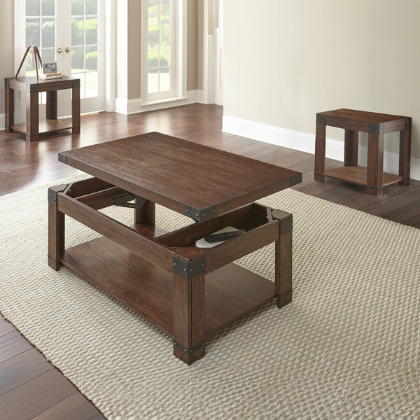 Steve Silver Arusha 3-Piece Lift-Top Cocktail Table & End Table Set In Medium Cherry