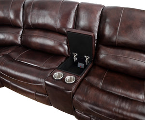 Steve Silver Denver 6-Piece Dual-Power Leather Reclining Sectional In Merlot