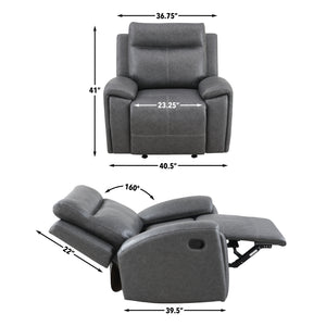 Steve Silver Gaston Manual Recliner In Gray Vegan Leather