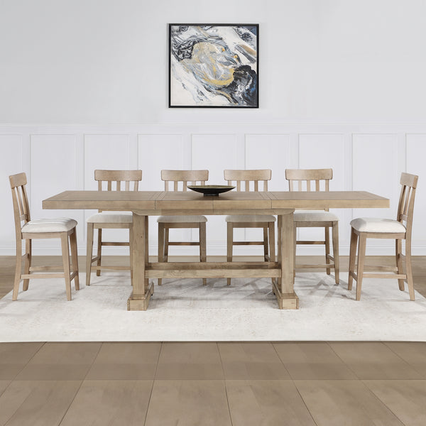 Steve Silver Napa Counter-Height Table & 6 Chairs In Weathered Sand