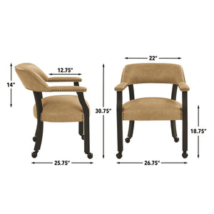 Steve Silver Rylie Dining Table With Game Top & 4 Captains Chairs In Black Finish With Sand Faux-Leather